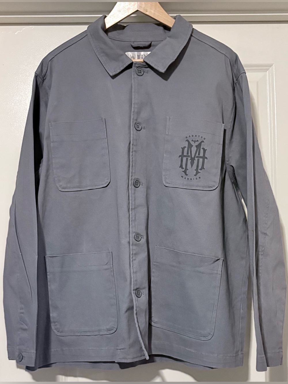 Disney Parks Haunted Mansion gray button-up work jacket Size XL New without tags